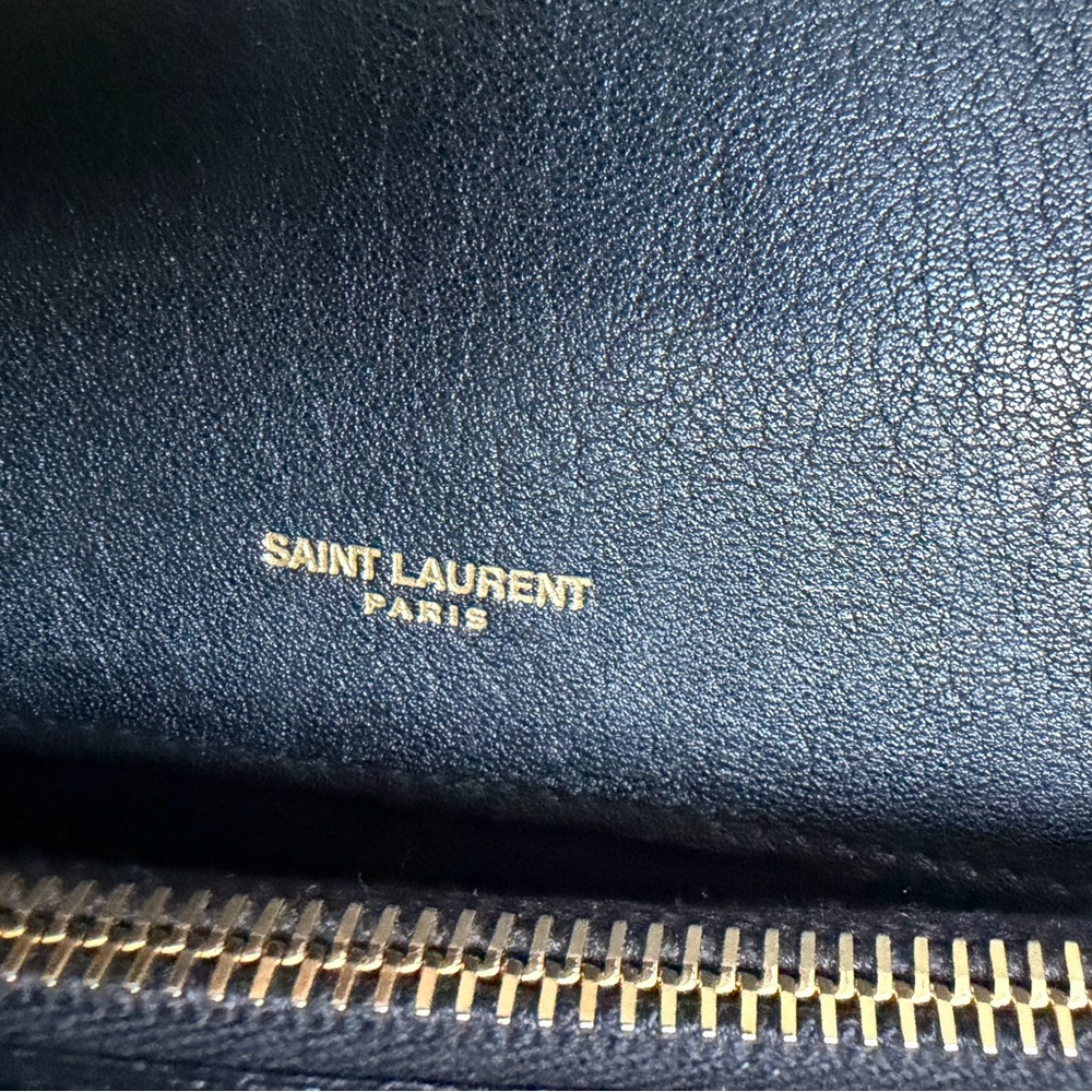 Saint Laurent Medium College Bag Black Chevron YSL Chain Shoulder Authentic - Picture 11 of 17
